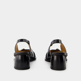 Feminine Buckle Slingback - Ganni - Synthetic Leather - Black