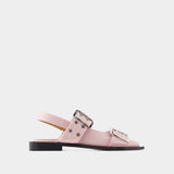 Feminine Buckle Ballerinas - Ganni - Synthetic Leather - Pink