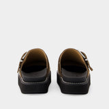 Feminine Buckle Slides - Ganni - Synthetic - Chocolate Fondant