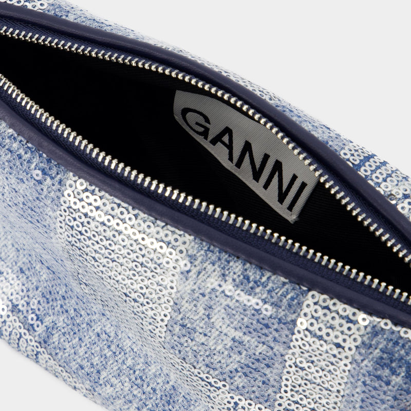 Butterfly Small Pouch - Ganni - Denim - Blue