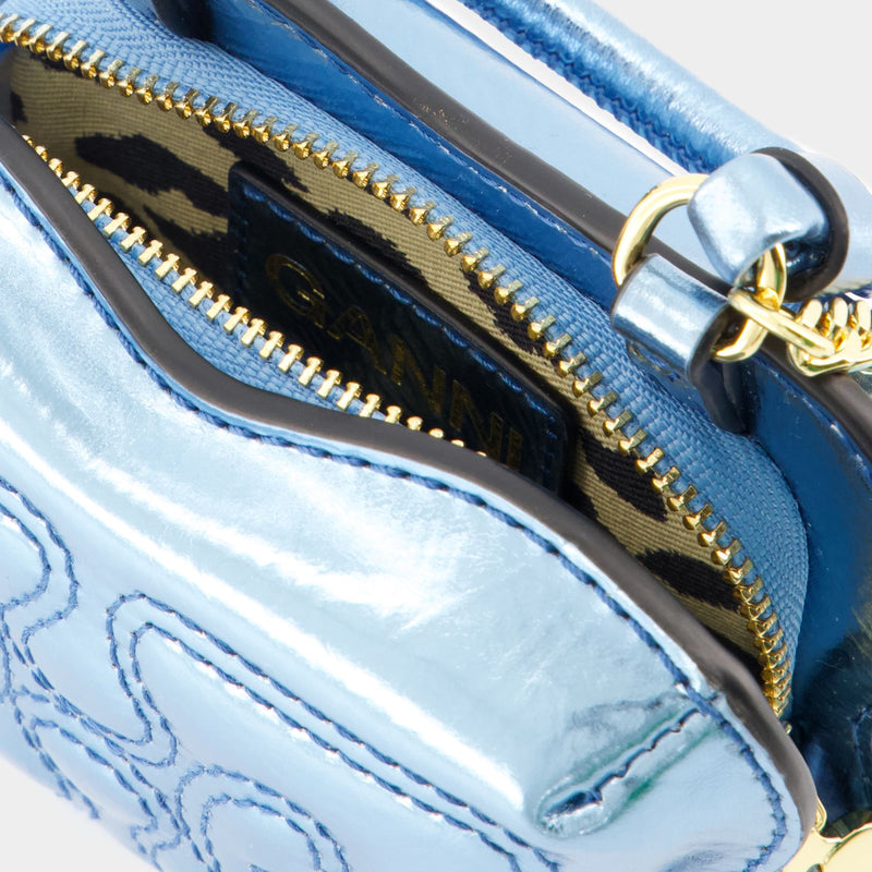 Butterfly Nano Crossbody - Ganni - Synthetic Leather - Blue