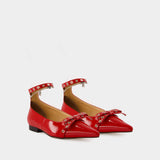 Eyelets Jewel Ballerinas - Ganni - Synthetic - Red