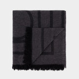 Monogram Scarf - TOTEME - Wool - Grey