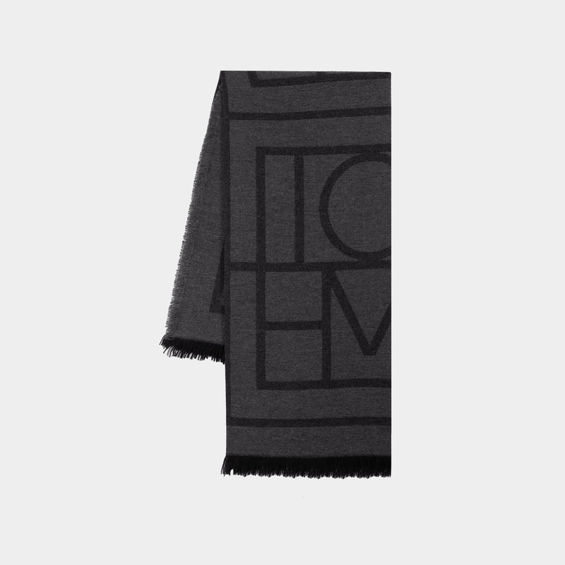 Monogram Scarf - TOTEME - Wool - Grey