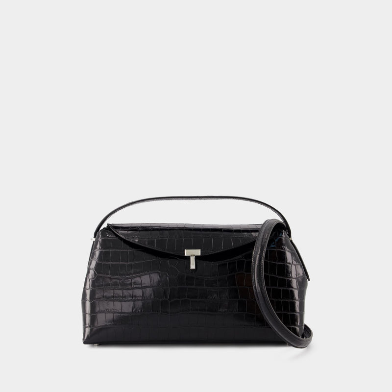 T-Lock Top Handle Bag - TOTEME - Leather  - Black