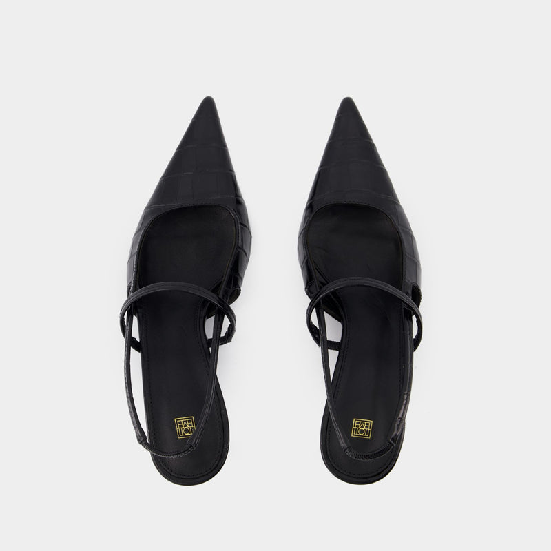 The Sharp Slingback - TOTEME - Leather - Black