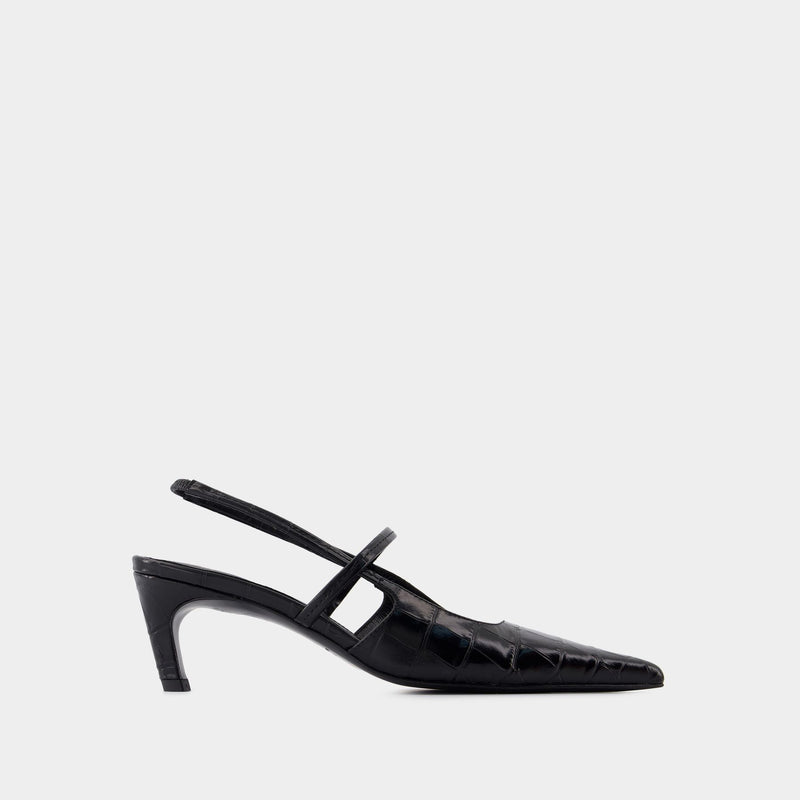 The Sharp Slingback - TOTEME - Leather - Black