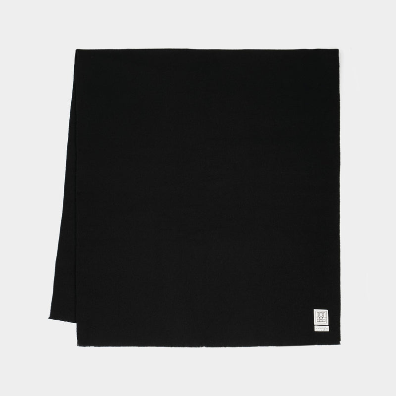 Wide Classic Scarf - TOTEME - Wool - Black