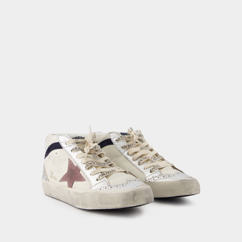 Mid Star Sneakers - Golden Goose Deluxe Brand - Leather - White