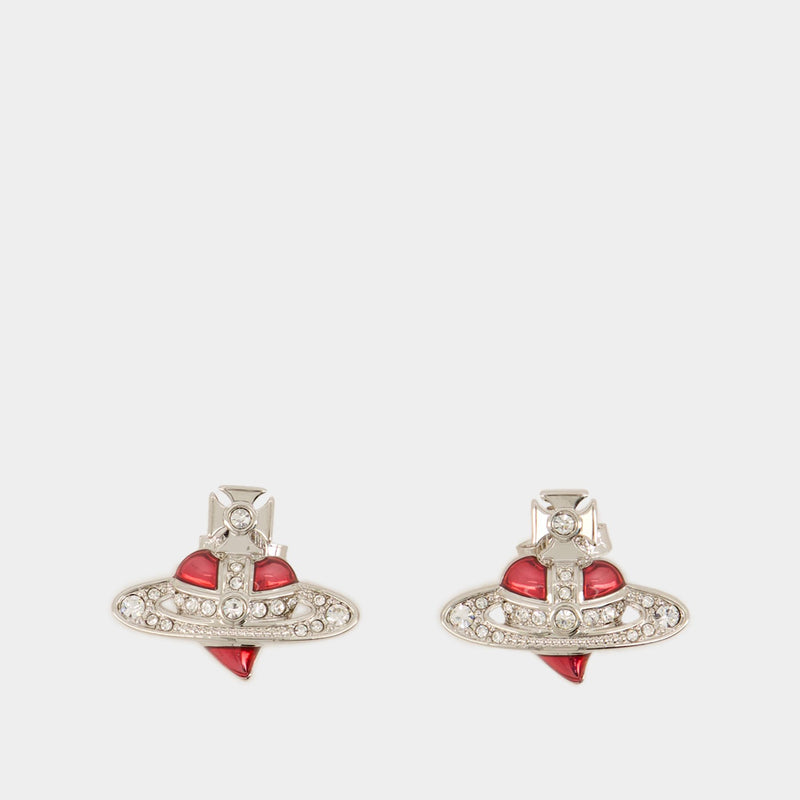 Diamante Heart Earrings - Vivienne Westwood - Metal - Grey