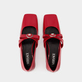 Gianni Ribbon Flat Shoes - Versace - Leather - Red