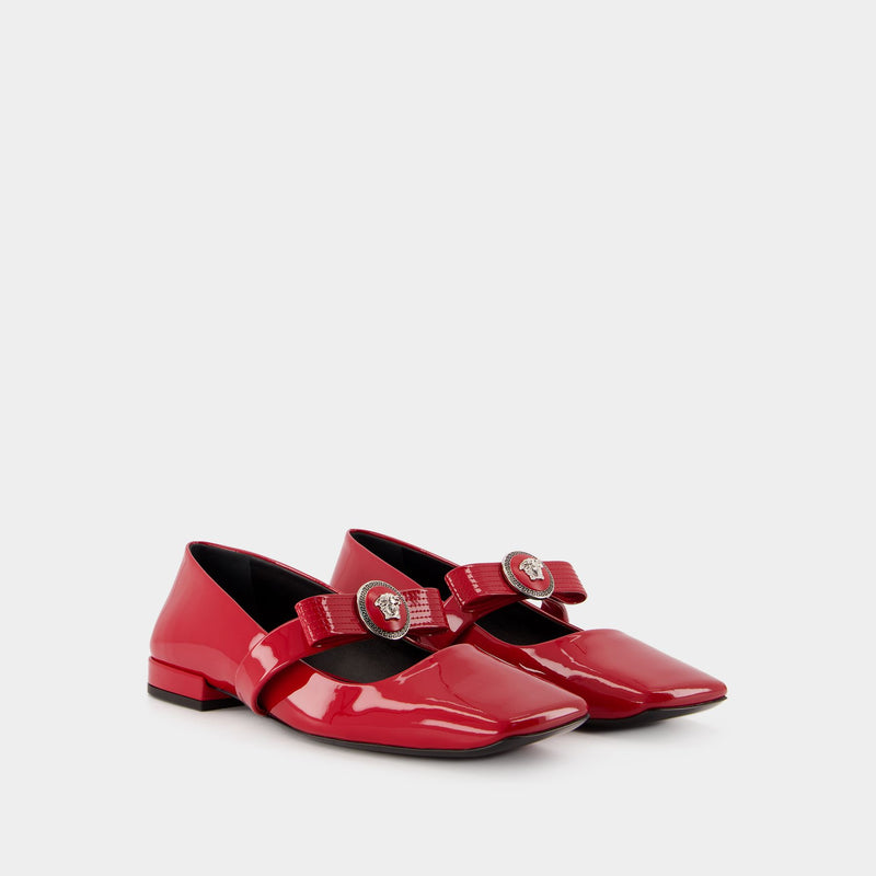 Gianni Ribbon Flat Shoes - Versace - Leather - Red