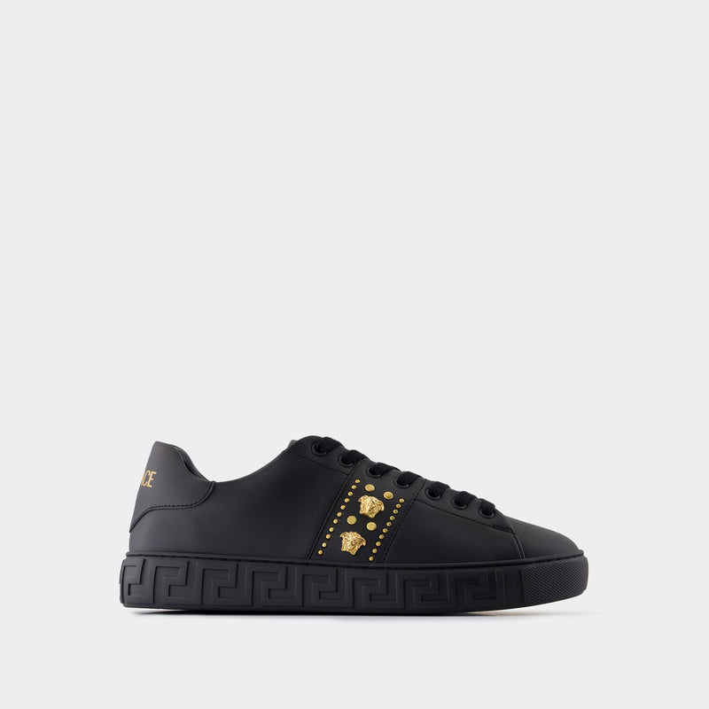 Sneakers - Versace - Leather - Black