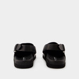 Logo-Plaque Sandals - Dolce&Gabbana - Leather - Black