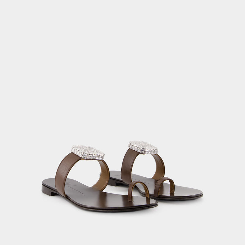 Blahir Flat Sandals - Giuseppe Zanotti - Leather - Brown