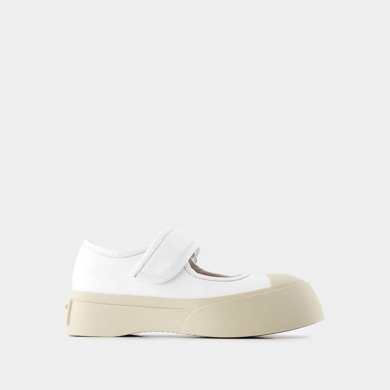 Mary Jane Sneakers - Marni - Leather - White