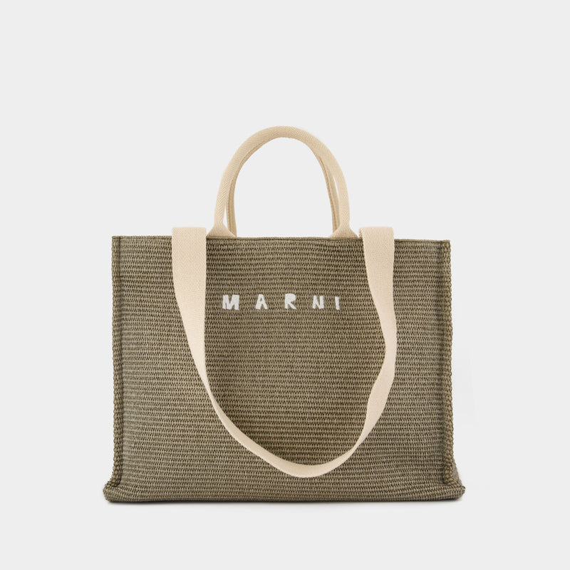 Large Shopper Bag - Marni - Cotton - Green