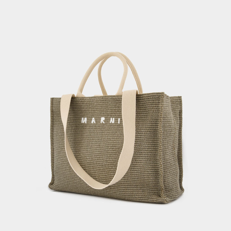 Large Shopper Bag - Marni - Cotton - Green