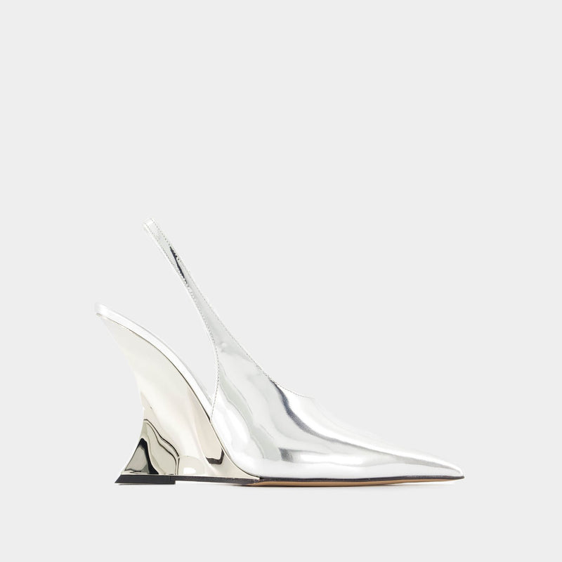 Nina Slingback Pumps - Paris Texas - Leather - Silver