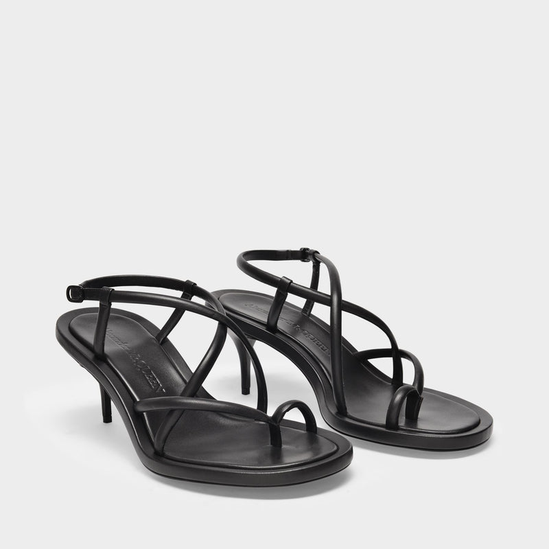 Upper and So Sandals in Black Leather