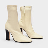 Lesly Bicolore Boots in Beige and Black Leather