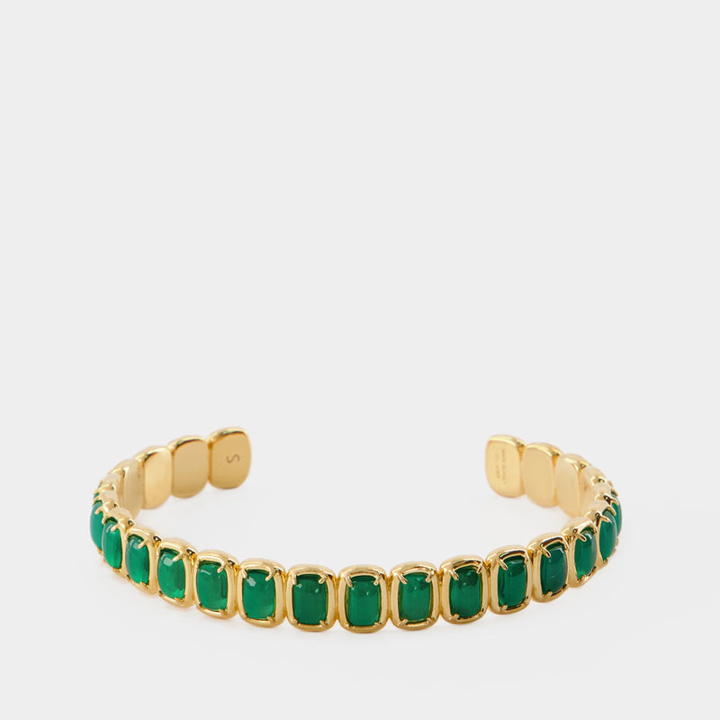 Toy Cuff Bracelet - Ivi - Green Onyx - Or