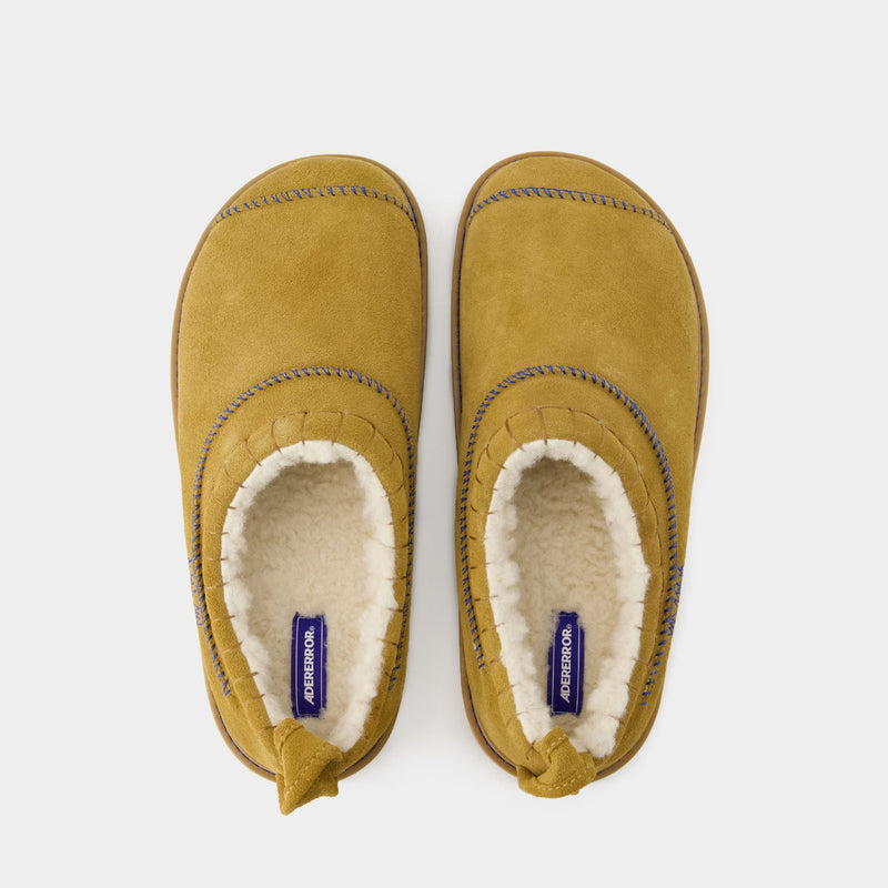 Slides Slip On - Ader Error - Leather - Camel