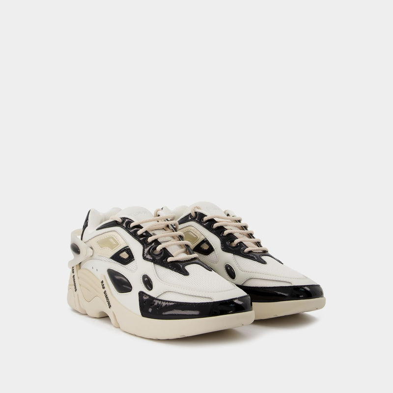 Cylon-21 Sneakers in Ivory and Black Leather