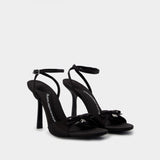 Dahlia 105 Bow  Sandals - Alexander Wang -  Black - Satin