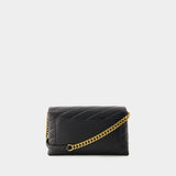 Kira Chevron Wallet On Chain - Tory Burch - Leather - Black