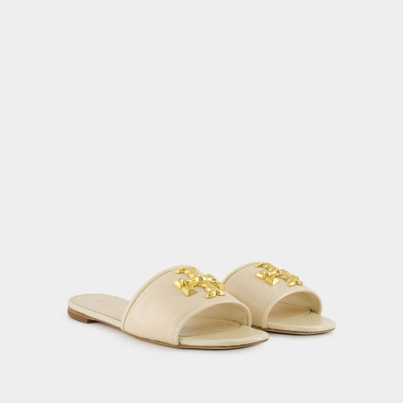 Eleanor Slides - Tory Burch - Leather - New Cream