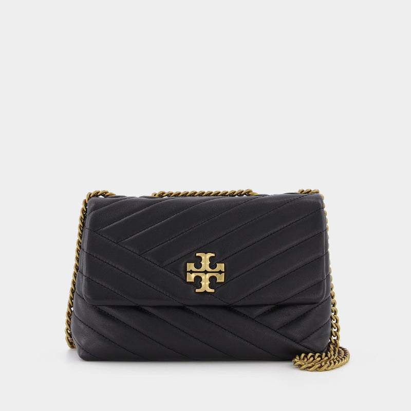 Kira Chevron Small Hobo Bag - Tory Burch -  Black - Leather