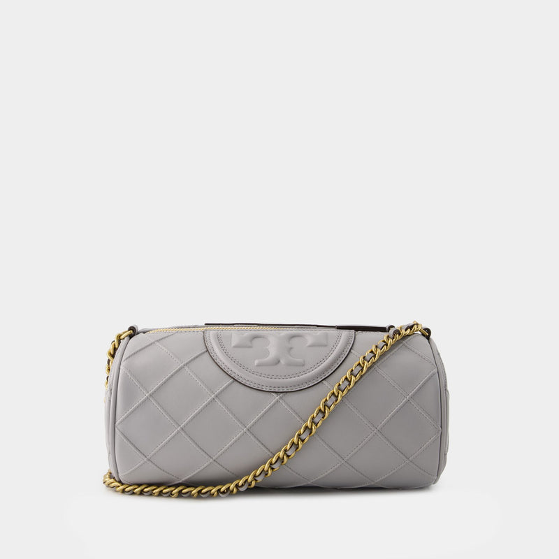 Fleming Soft Barrel Bag - Tory Burch - Leather - Grey