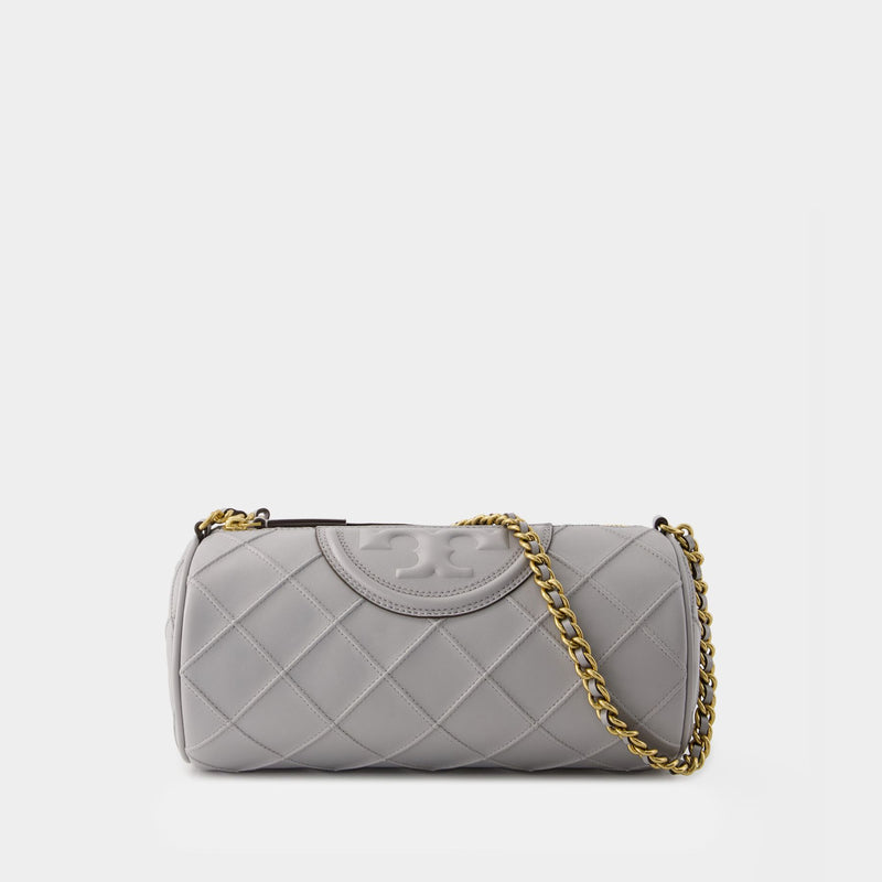 Fleming Soft Barrel Bag - Tory Burch - Leather - Grey