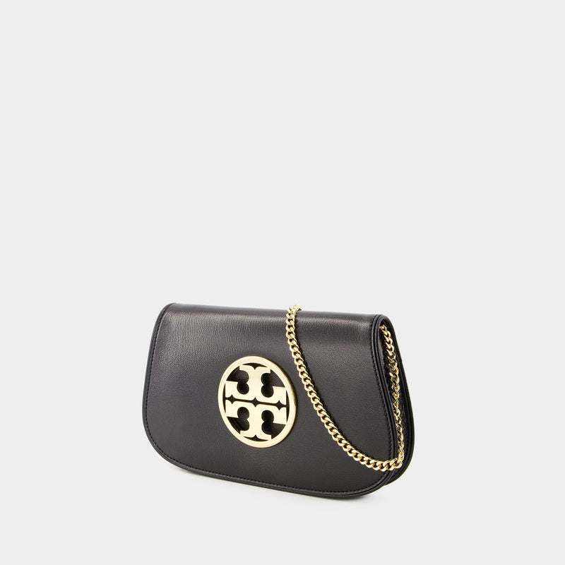 Reva Clutch - Tory Burch - Leather - Black