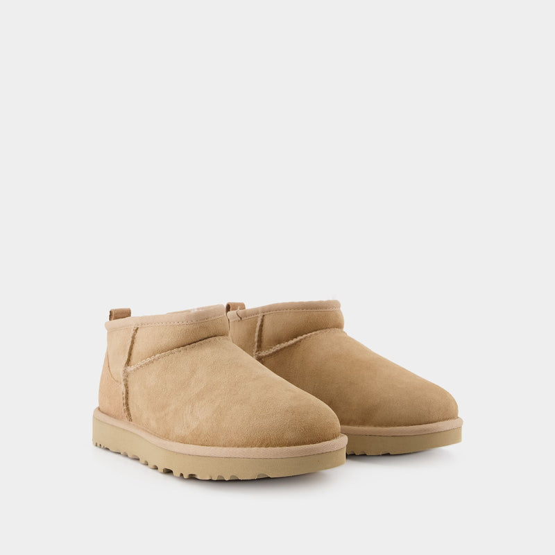 Classic Ultra Mini Ankle Boots - Ugg - Beige - Leather