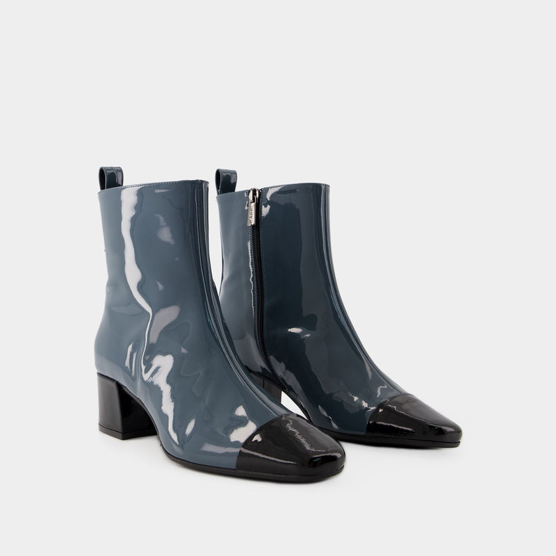 Estime Ankle Boots - Carel - Patent Leather - Grey Blue/Black