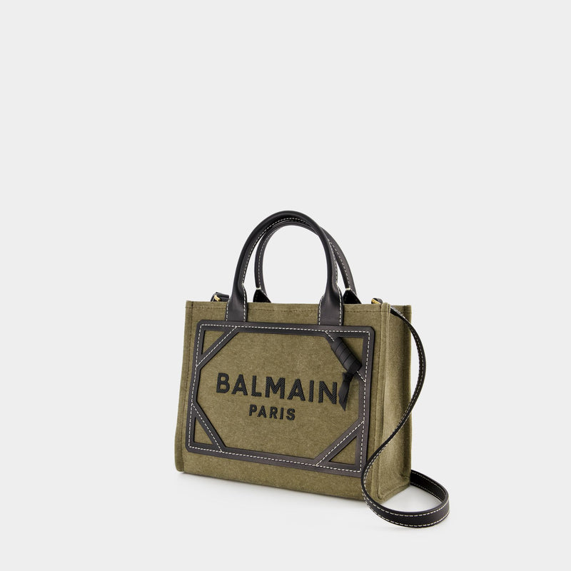 B-Army Small Shopper Bag - Balmain - Canvas - Khaki/Black