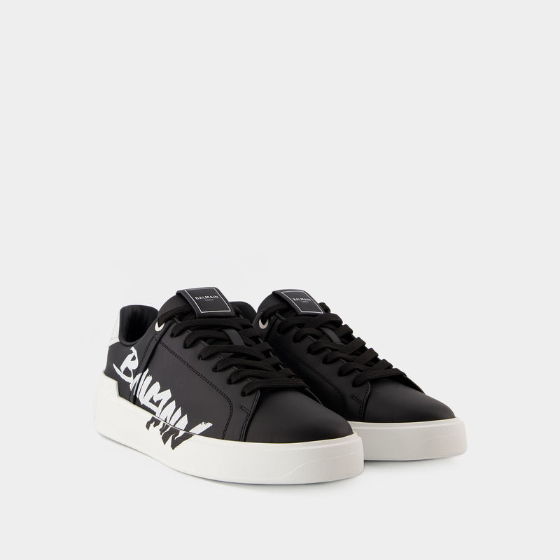 B Court Sneakers - Balmain - Leather - Black