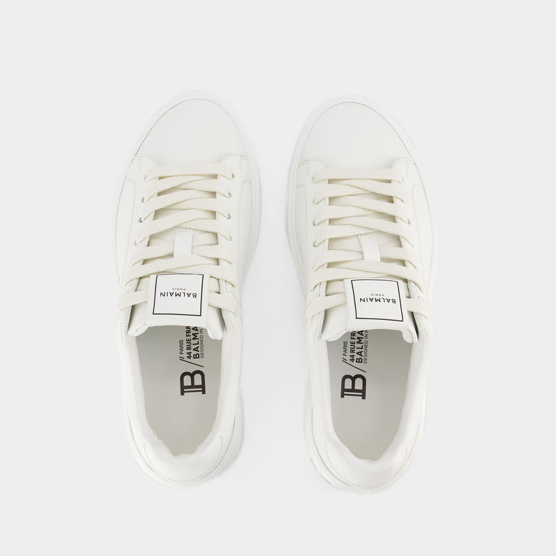 B Court Sneakers - Balmain - White - Leather