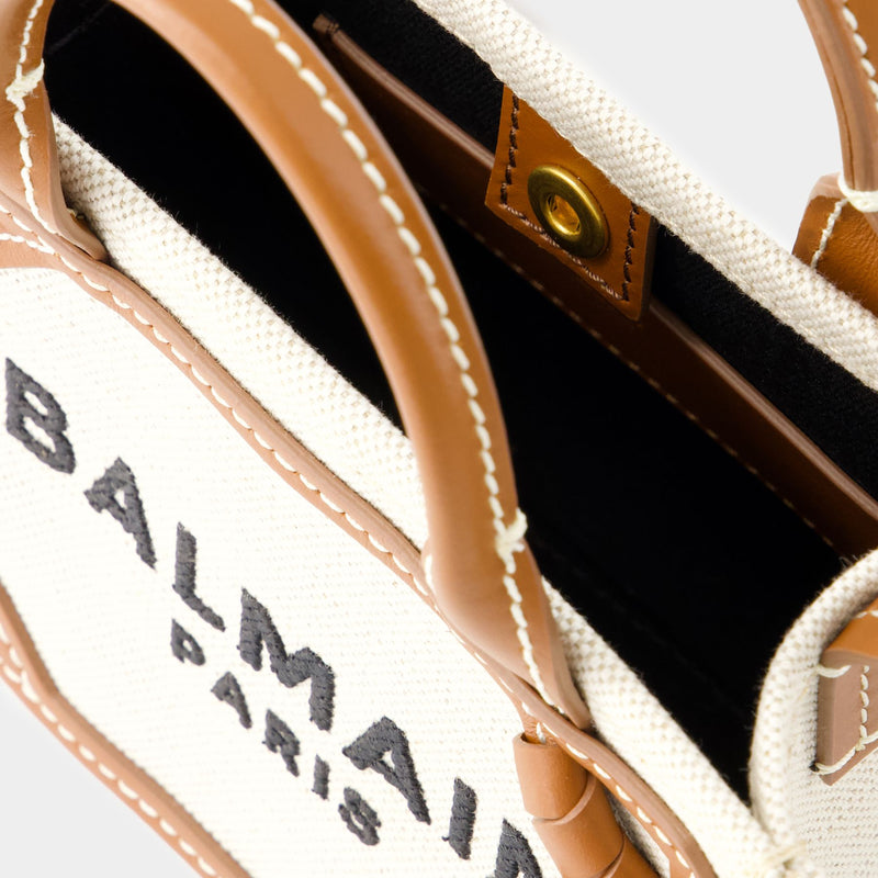 B-Army Mini Shopper Bag - Balmain - Canvas - Beige