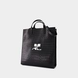 Heritage Croco Shopper Bag - Courreges - Leather - Black