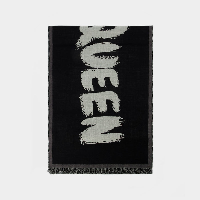 Sc Over Mcqueen Af Scarf - Alexander Mcqueen -  Black/Ivory - Wool