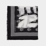 Graffiti Biker Scarf in Black and Ivory Modal