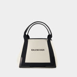 Navy Cabas S Bag - Balenciaga -  Natural/ Black - Canva