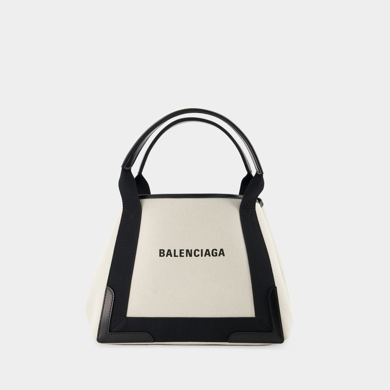 Navy Cabas S Bag - Balenciaga -  Natural/ Black - Canva