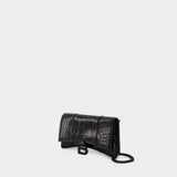 Hourglass Wallet on chain - Balenciaga - Leather - Black