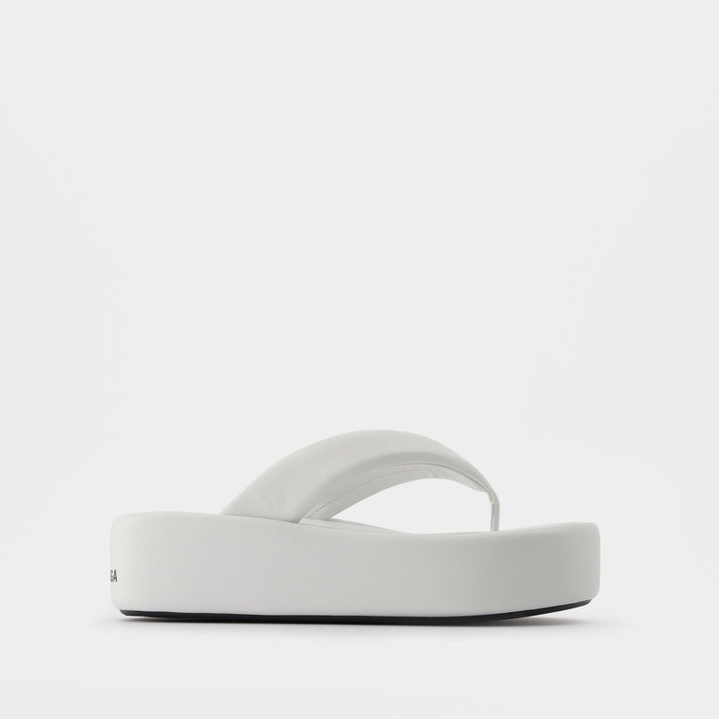 Rise Thong Sandals in White Canvas