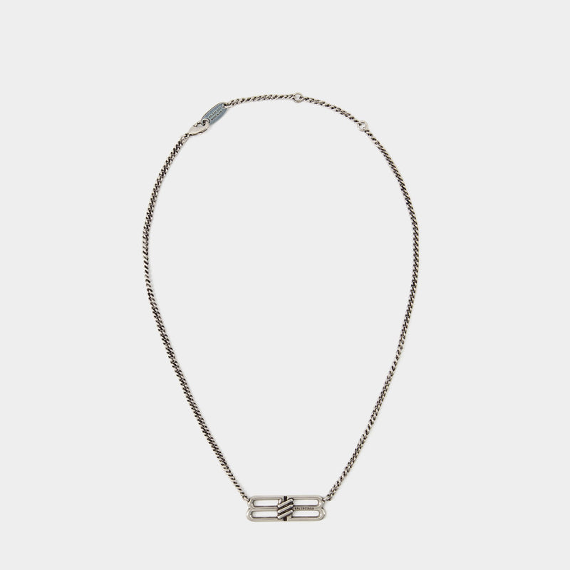 BB Icon Necklace - Balenciaga - Brass - Antique Silver