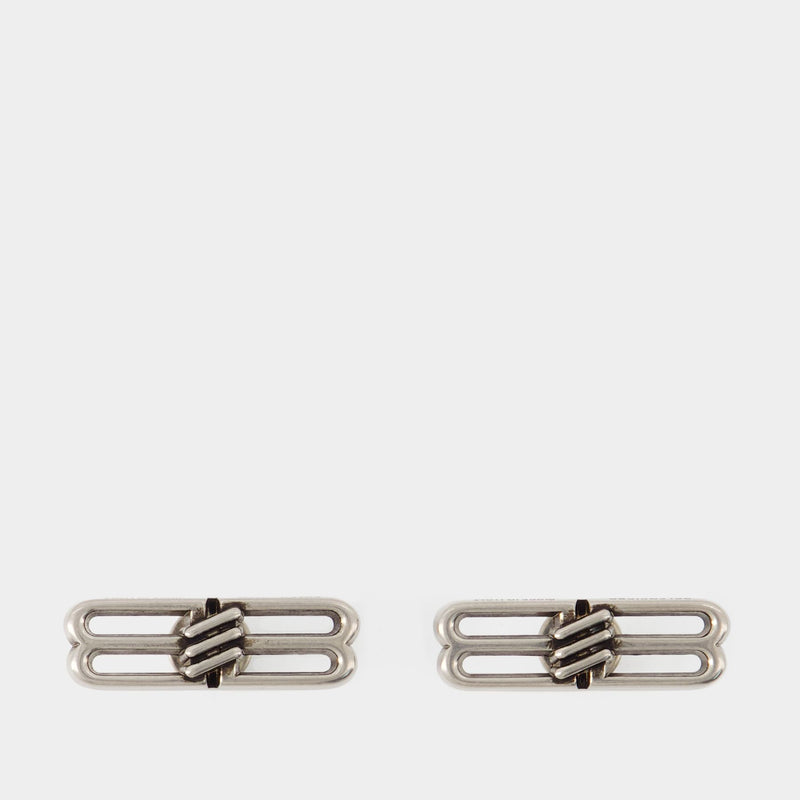 BB Icon Earrings - Balenciaga - Brass - Antique Silver